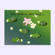 Lazy Frogs on a Pond - New Address postcards