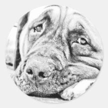 Lazy Mastiff Round Sticker