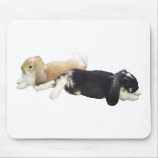 Lazy Rabbits - Bunnies Cute Sleepy Tired Weekend mousepad