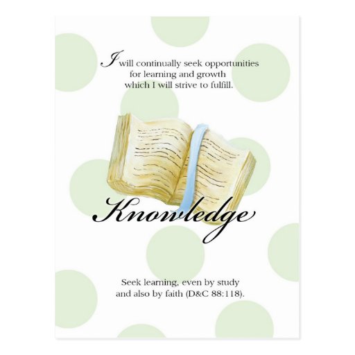 LDS YW Value Card - Knowledge Post Cards