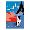 Le Cafe de Petit Chien, Paris (bleu) posters by printslink Le Cafe de Petit Chien, Paris (bleu) posters