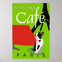 Le Cafe de Petit Chien, Paris (vert) Print