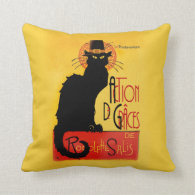 Le Chat Noir - Action De Grâces Throw Pillows