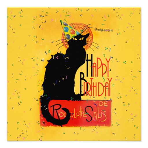 Le Chat Noir - Happy Birthday Greetings Personalized Invite