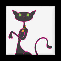 Le Meow Noir Magnets magnets
