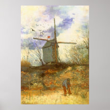 Le Moulin Galette by Vincent van Gogh, Windmill Print