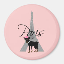 Le petit chien à Paris Refrigerator Magnets