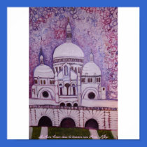 Le Sacre Coeur dans la lumiere rose Paris posters