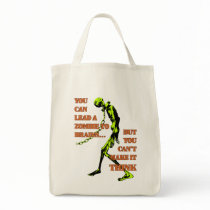 Lead a Zombie (Green) Tote bags