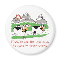 Lead Cow Round Magnet