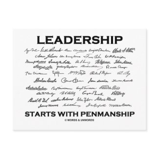 Leadership Starts With Penmanship (Signatures) postcard