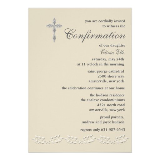 Leaf Accents Confirmation Invitation (front side)