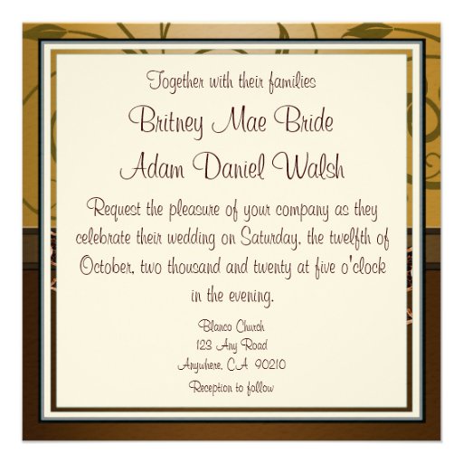 Leaf Gold Chocolate Brown Fall Wedding Invitations