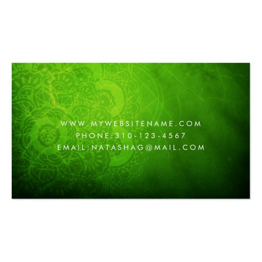 Leaf Green Mandala Zen Business Card (back side)