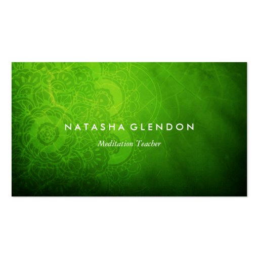 Leaf Green Mandala Zen Business Card (front side)