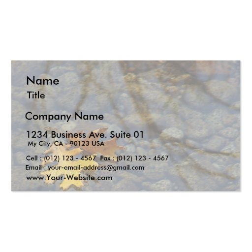 Leaf Leaves Streams Water Reflections Business Card Templates (front side)
