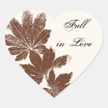 Leaf Stamp Fall in Love Wedding Envelope Seal Heart Sticker