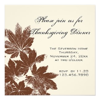 Leaf Stamp Thanksgiving Dinner Invitation