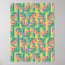 Leafs on Stripes Green Poster
