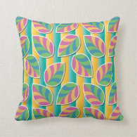 Leafs on Stripes Green Square Pillow