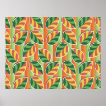 Leafs on Stripes Orange Poster