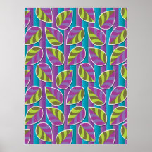 Leafs on Stripes Purple Poster