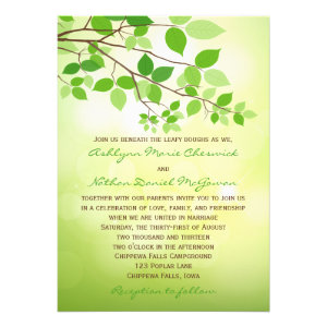 Leafy Branch Camping or Nature Wedding Invitation