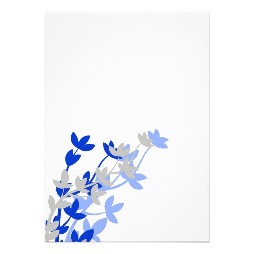Leafy Elegance In Blue Silver Wedding Invitation