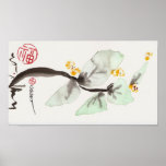 Leafy Flower Stem Curving Print