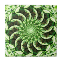Leafy Green Kaleidoscope Mandala Tile