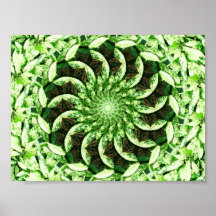 Leafy Green Mandala Kaleidoscope Poster