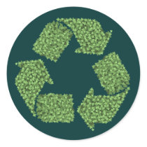 Leafy Recycle Symbol Round Sticker