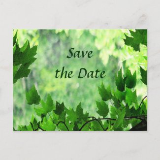 Leafy Save the Date Wedding postcard
