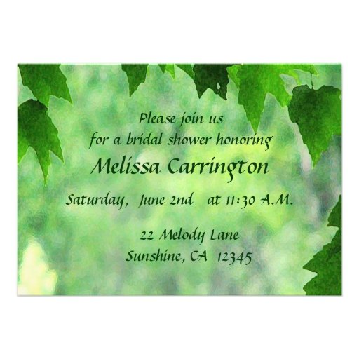 Leafy Wedding Bridal Shower Custom Announcement