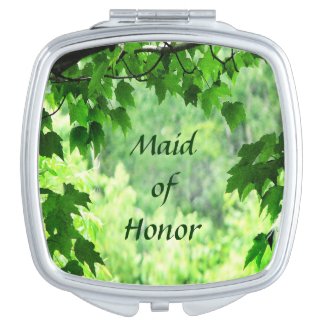 Leafy Wedding Maid of Honor Compact Mirror