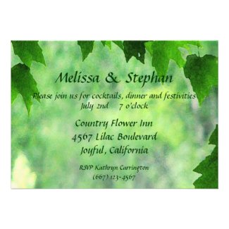 Leafy Wedding Reception Invites