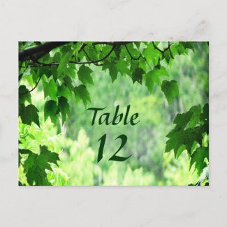 Leafy Wedding Table Number postcard
