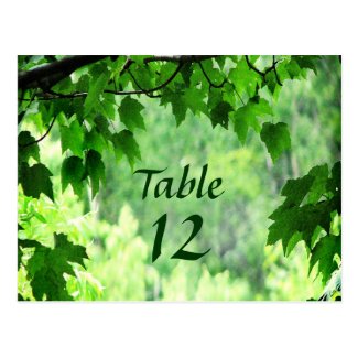 Leafy Wedding Table Number Postcard