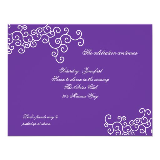 Leah Purple Bat Mitzvah Invitation Reception Card