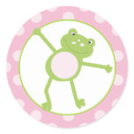 Leap Frog (Pink) Envelope Seals / Toppers 20 Round Sticker