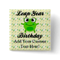Leap Year Birthday, Cute Frog Buttons