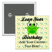 Leap Year Birthday, Cute Frog Buttons