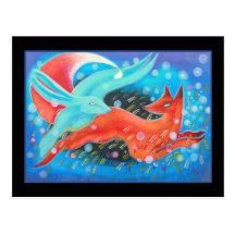 Leaping Animals, a Fox and a Hare. Post Cards