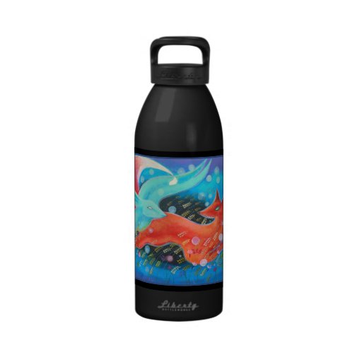 Leaping Animals, a Fox and a Hare. Water Bottles