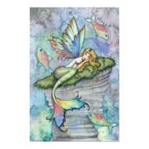 Leaping Carp Mermaid Fantasy Art Poster Print
