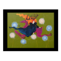 Leaping Deer. Postcard