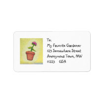 Leaping flower pot - Fun art for gardeners labels