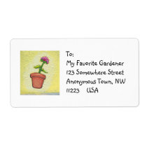 Leaping flower pot - Fun art for gardeners labels