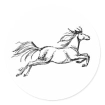 Leaping Horse Round Stickers