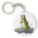 Leaping largemouth bass key chains
